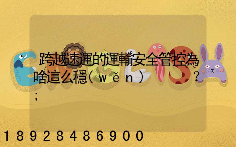 跨越速運的運輸安全管控為啥這么穩(wěn)？